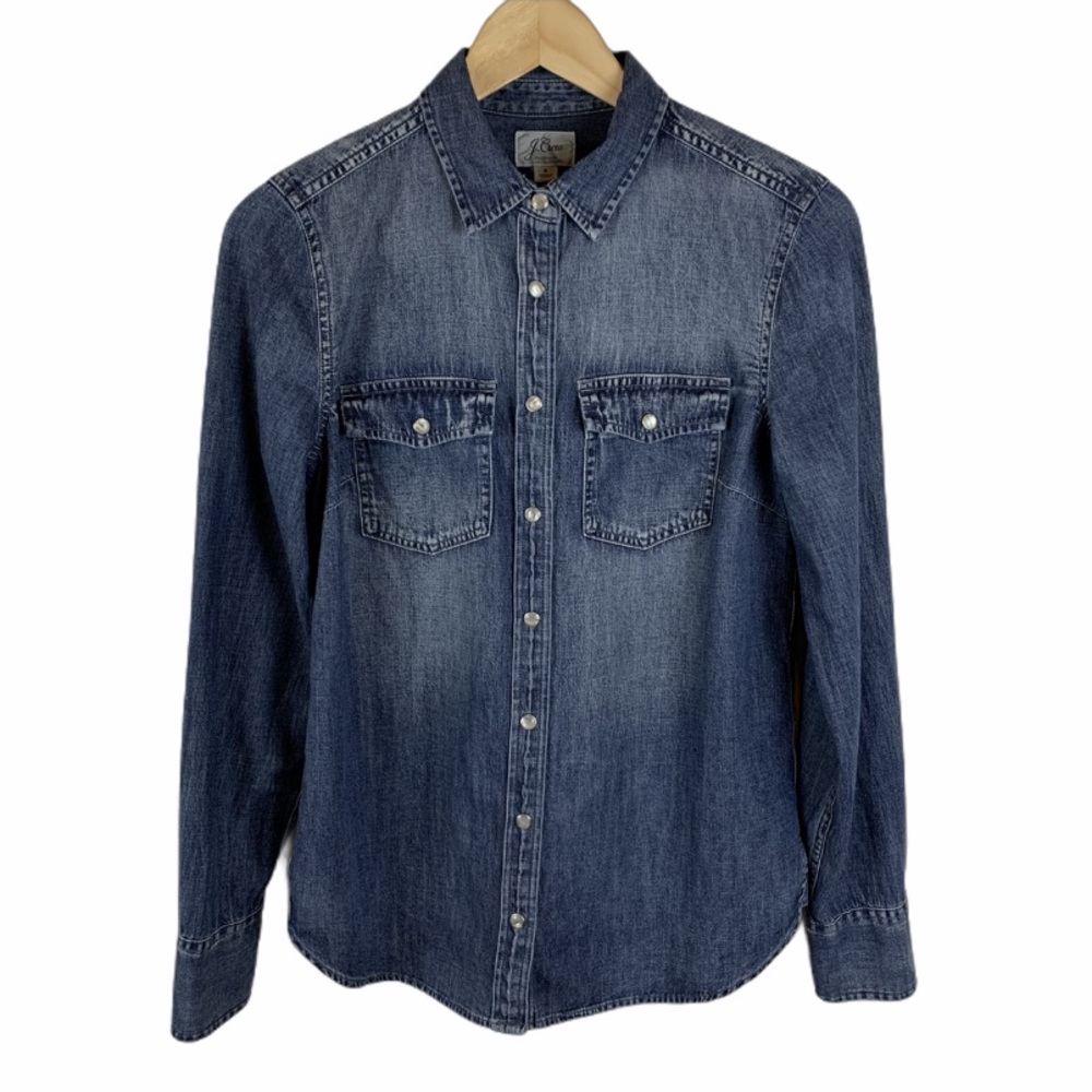 J. Crew Western Blue Chambray Button Front Shirt 4